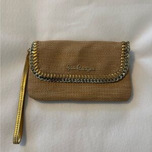 Lilly Pulitzer Woven Handbag with Chain Detail